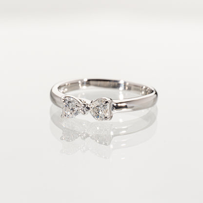 ハートシェイプダイヤモンド0.39ct Pt900 リボンリング