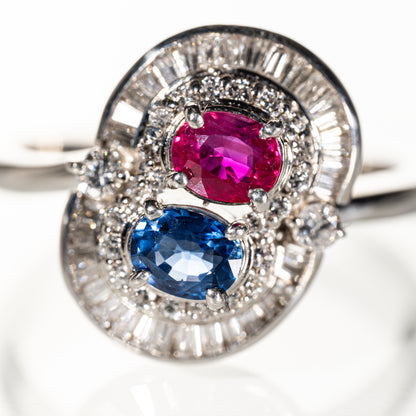 ルビー0.63ct サファイア0.61ct ダイヤモンド0.81ct Pt900 リング