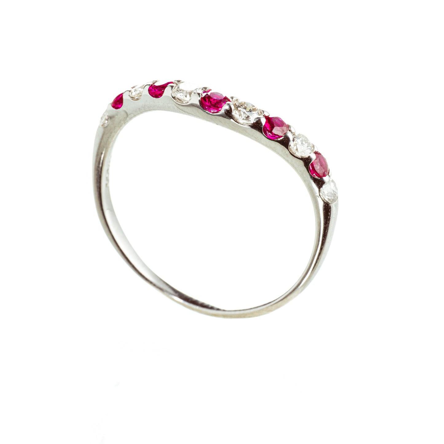 ルビー0.25ct ダイヤモンド0.28ct Pt900 ハーフエタニティリング