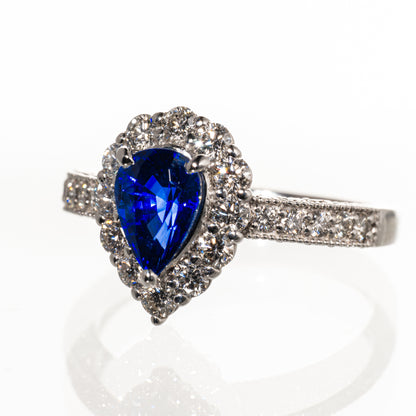 マダガスカル産ロイヤルブルーサファイア1.19ct  ダイヤモンド0.88ct PT900 リング