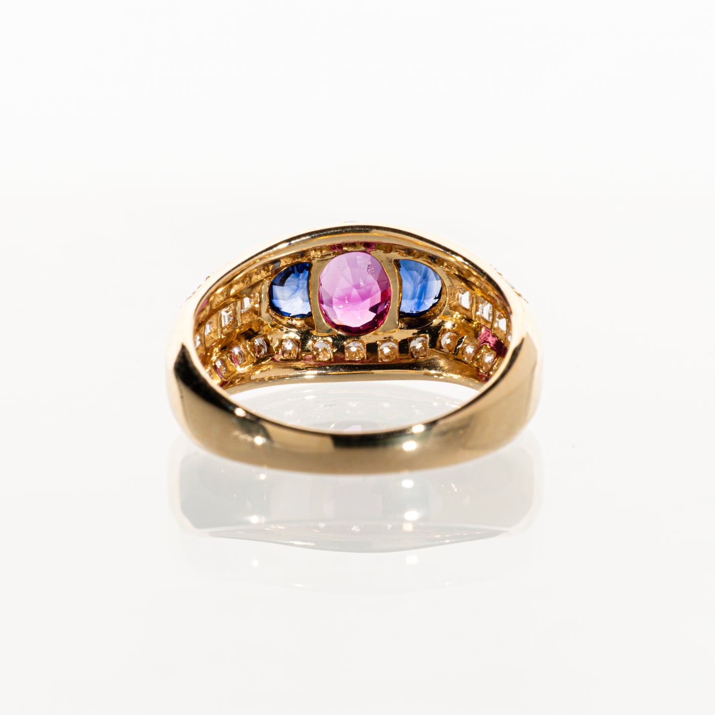 ピンクサファイア0.82ct サファイア0.50ct ダイヤモンド0.87ct K18 リング