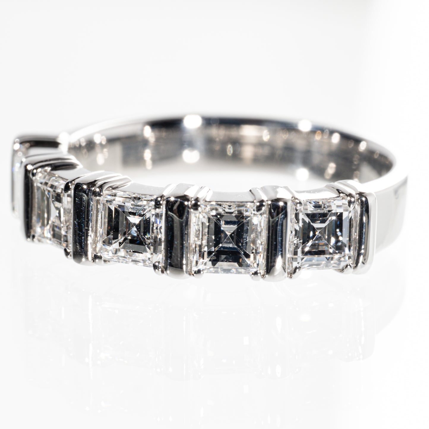 カレイカットダイヤモンド1.52ct Pt900 ハーフエタニティリング