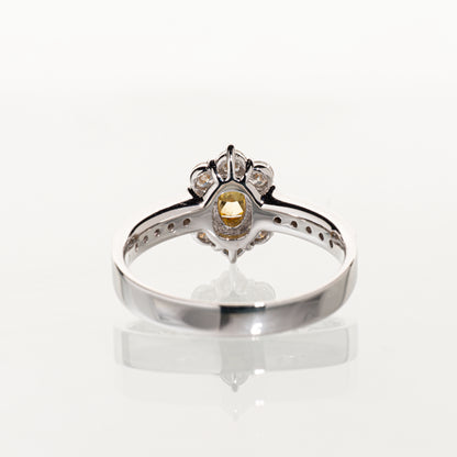 ファンシーイエローダイヤモンド0.240ct メレダイヤ0.62ct Pt950 リング