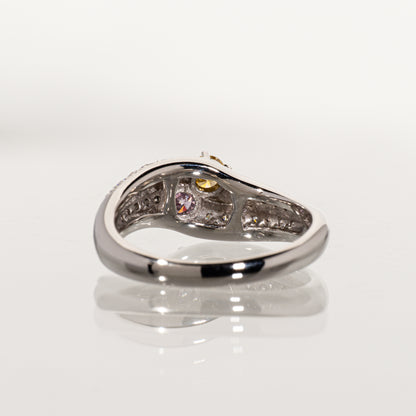 パープルダイヤモンド0.232ct インテンスイエローダイヤモンド0.243ct メレダイヤモンド0.38ct Pt900 リング