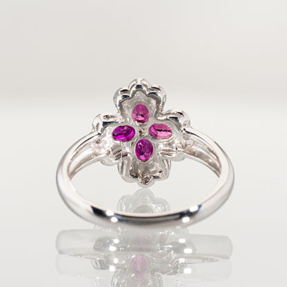 ルビー0.92ct ダイヤモンド0.08ct Pt900 フラワーリング