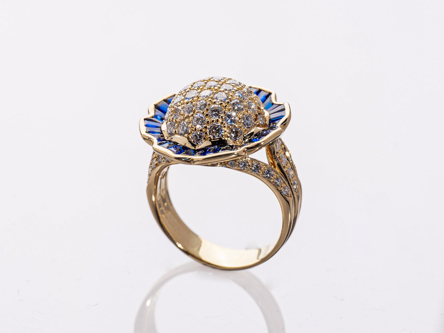 ダイヤモンド1.57ct サファイア1.53ct K18 リング