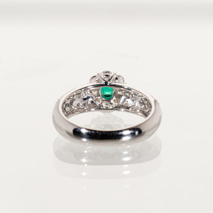 エメラルド0.23ct ダイヤモンド1.00ct Pt900 パヴェリング