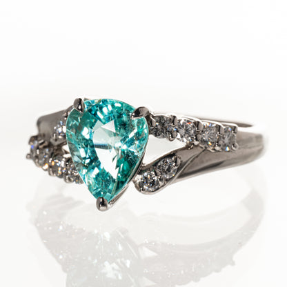 パライバトルマリン1.75ct ダイヤモンド0.30ct Pt900 リング