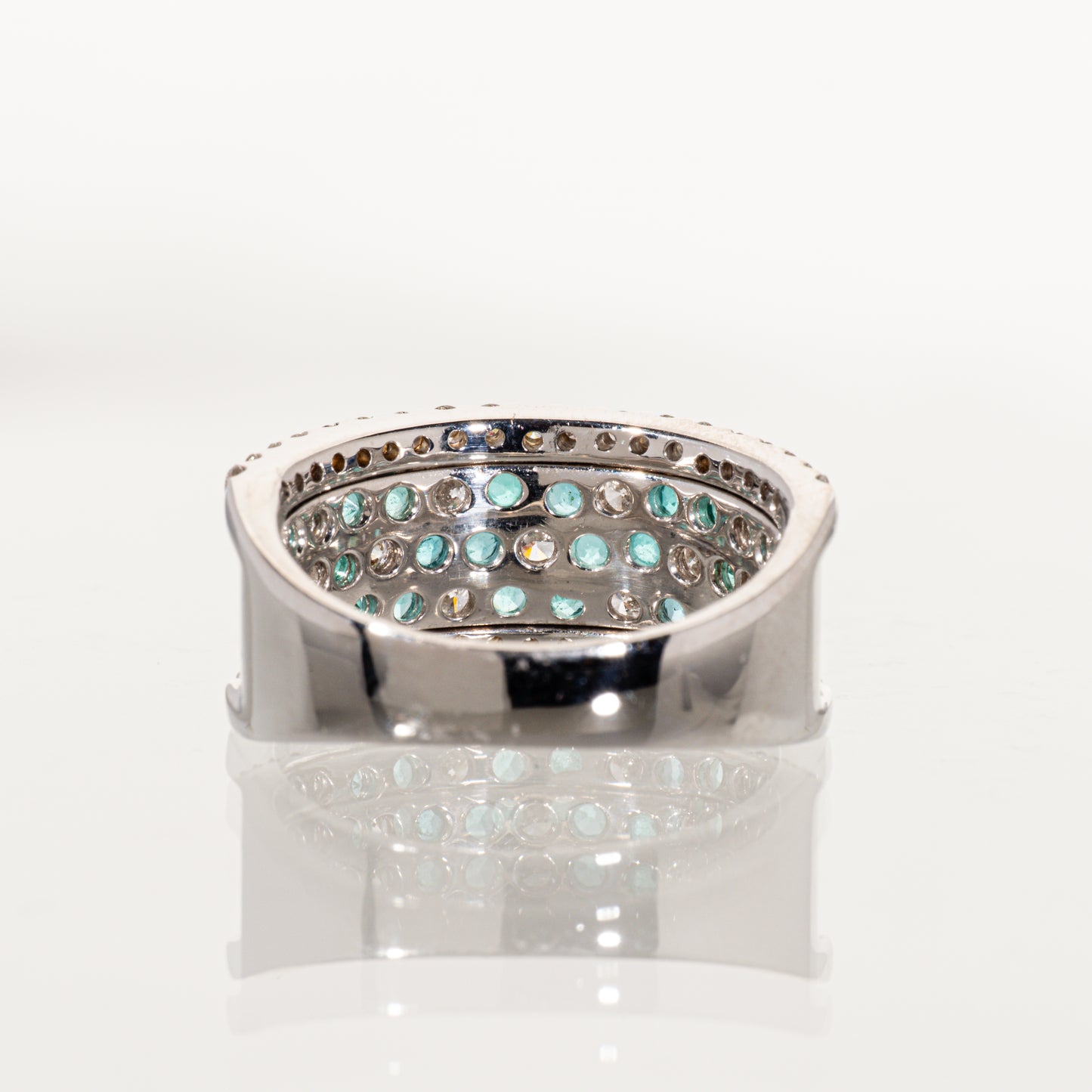 パライバトルマリン0.81ct ダイヤモンド1.15ct K18WG フラワーリング
