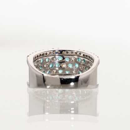 パライバトルマリン0.81ct ダイヤモンド1.15ct K18WG フラワーリング