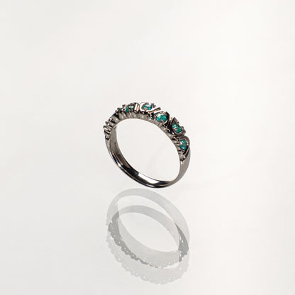 パライバトルマリン0.26ct Pt900 ハーフエタニティリング