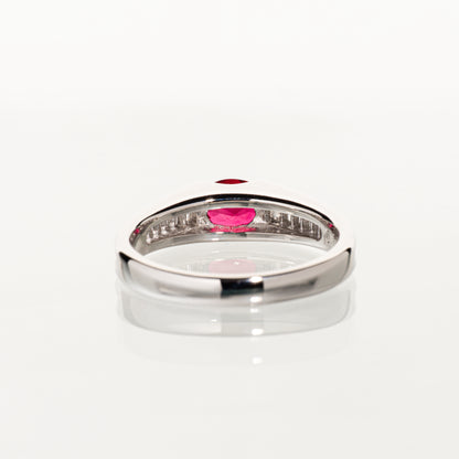 レッドスピネル0.68ct ダイヤモンド0.26ct Pt900 リング