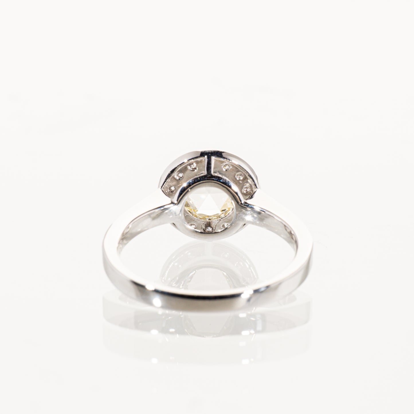 ローズカットダイヤモンド0.58ct メレダイヤモンド0.33ct Pt950 ヘイローリング