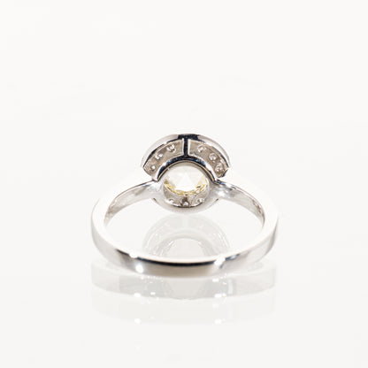 ローズカットダイヤモンド0.58ct メレダイヤモンド0.33ct Pt950 ヘイローリング