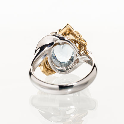 アクアマリン2.19ct ダイヤモンド0.32ct K18/Pt900 リング