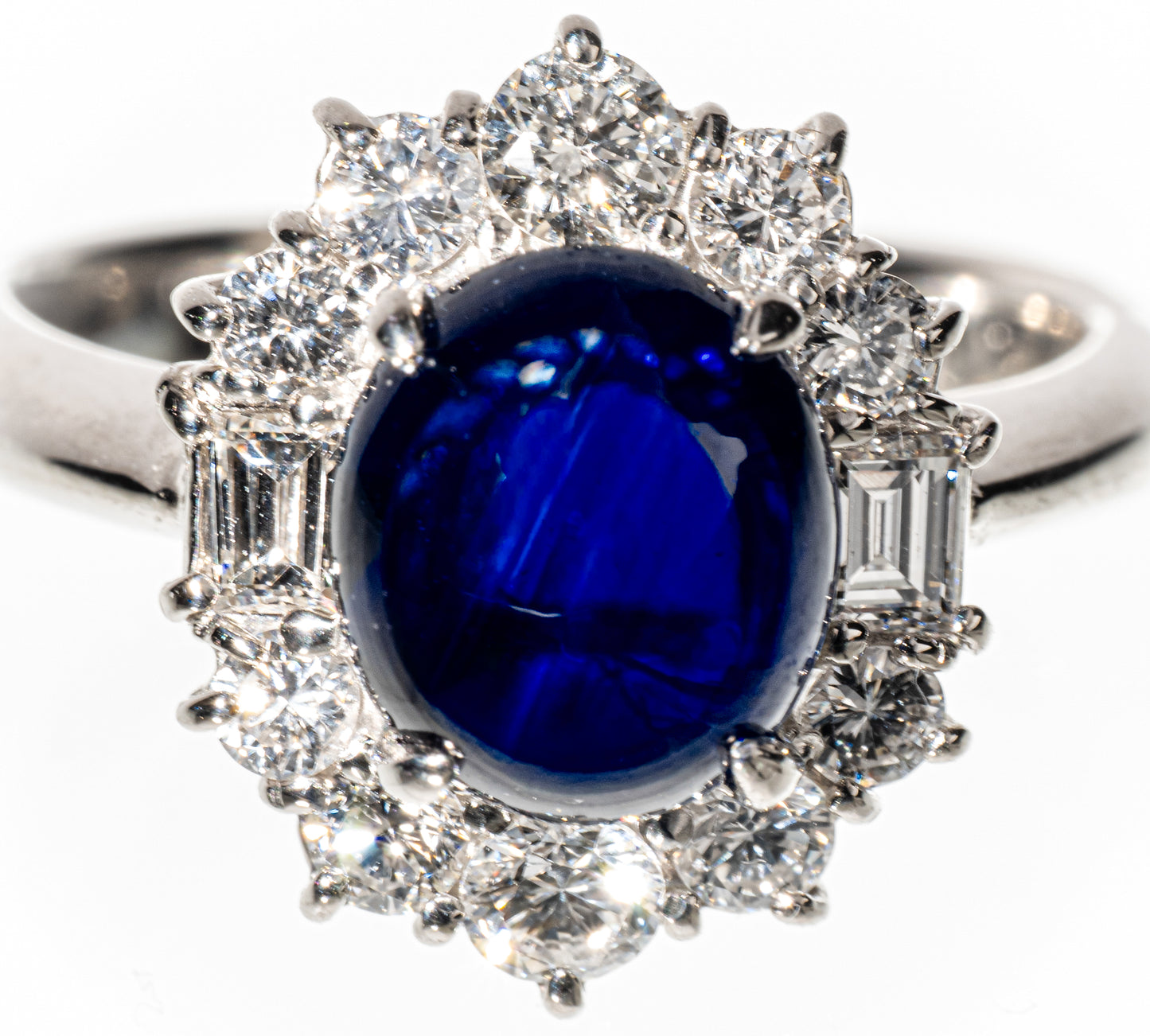 カボションサファイア2.711ct ダイヤモンド0.81ct Pt900 リング