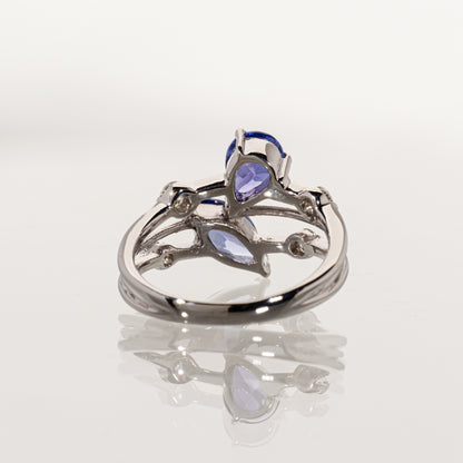 タンザナイト1.35ct ダイヤモンド0.25ct Pt900 スプリットシャンクリング