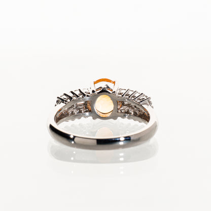 ファイアオパール0.74ct ダイヤモンド0.36ct Pt900 リング