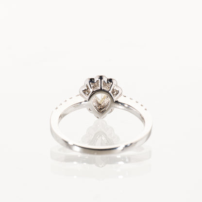 ローズカットダイヤモンド0.24ct メレダイヤモンド0.40ct Pt950 ヘイローリング