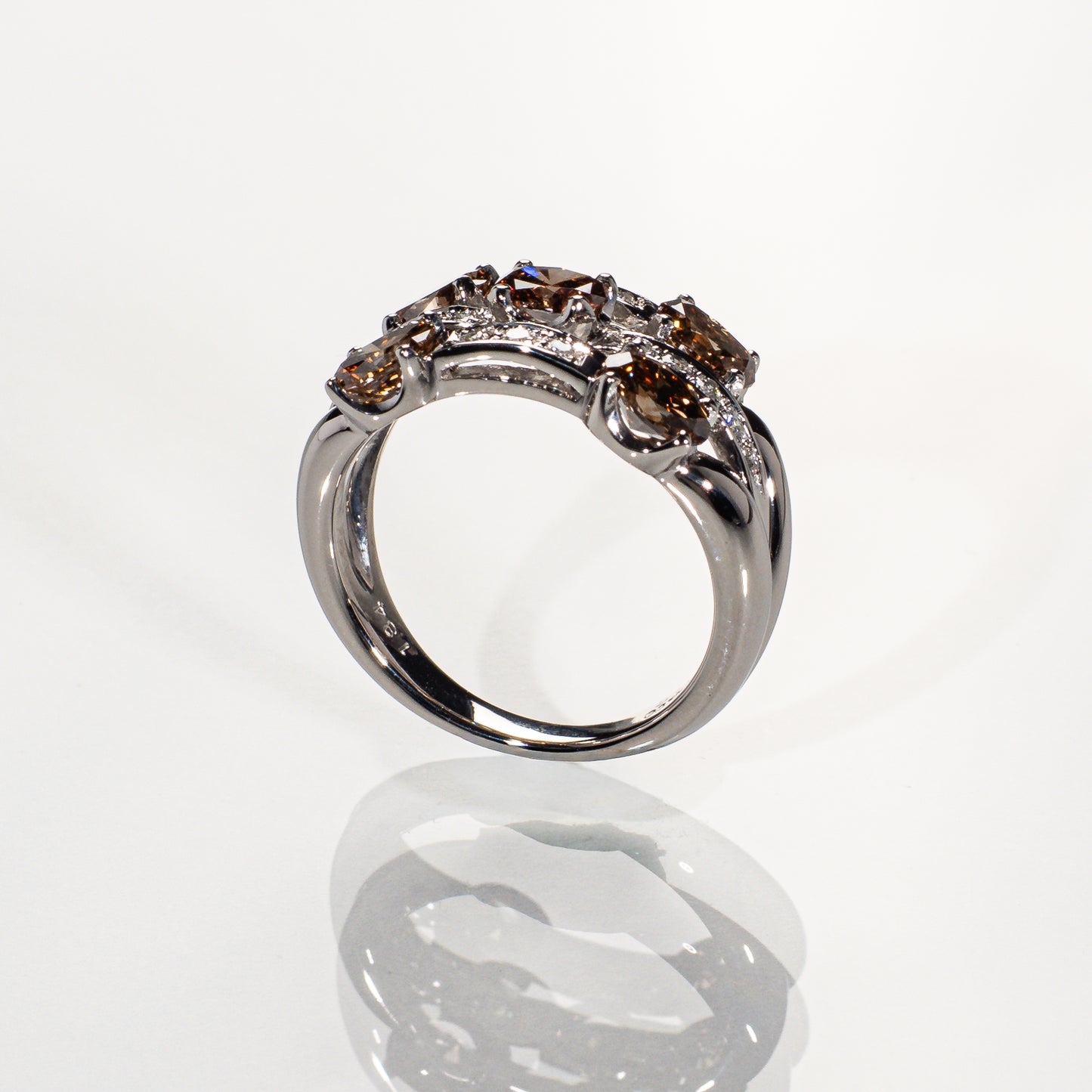 ブラウンダイヤ1.84ct ダイヤモンド0.15ct Pt900 リング