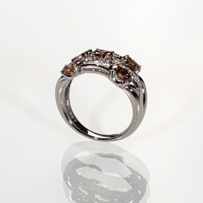 ブラウンダイヤ1.84ct ダイヤモンド0.15ct Pt900 リング