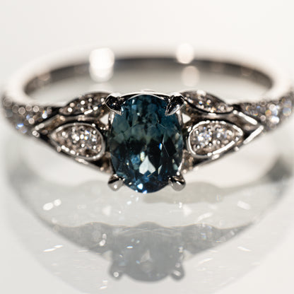 モンタナ産サファイア0.89ct ダイヤモンド0.20ct Pt900 リング