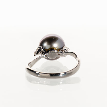 南洋ブラックパール9.9mm ダイヤモンド0.15ct Pt900 リング