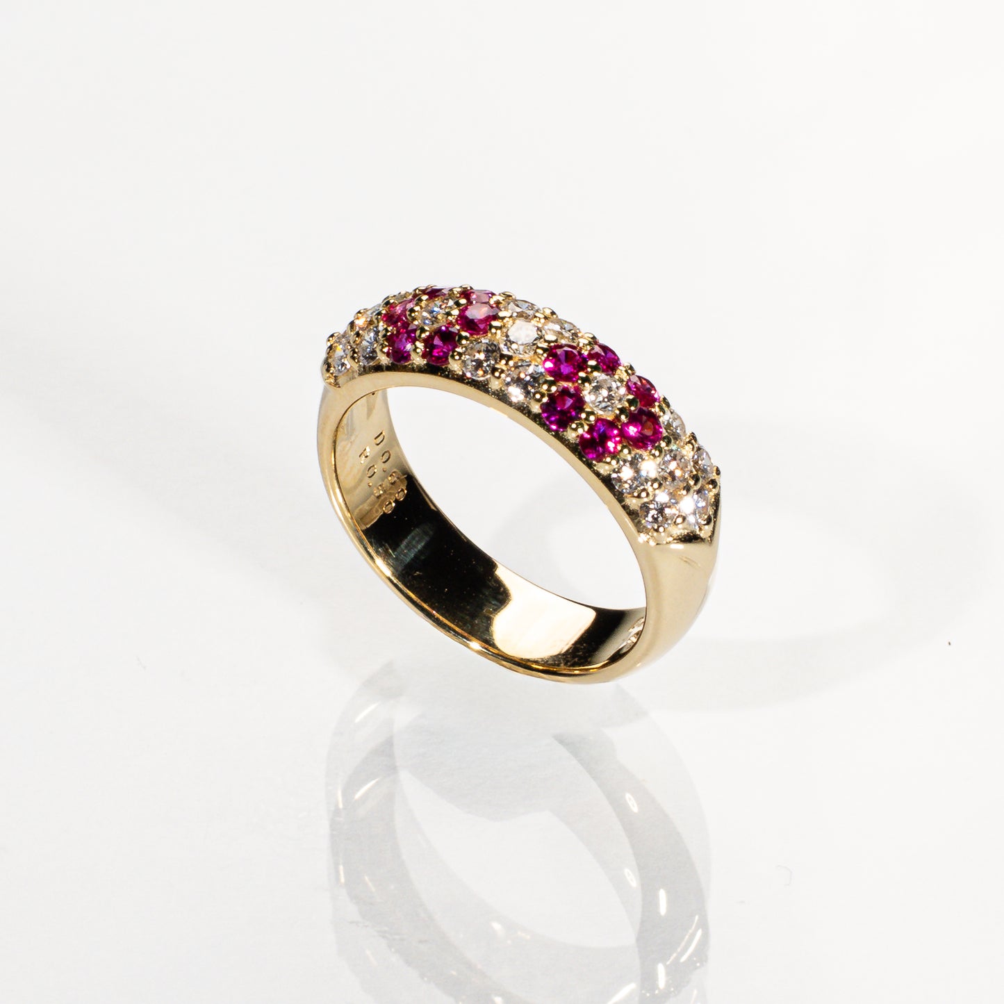 ルビー0.50ct ダイヤモンド0.60ct K18YG パヴェリング