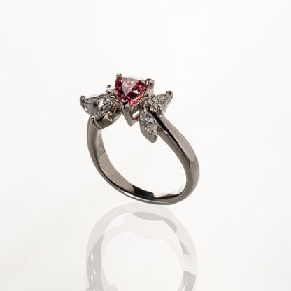 非加熱パパラチアサファイア1.26ct ダイヤモンド0.62ct Pt900 リング