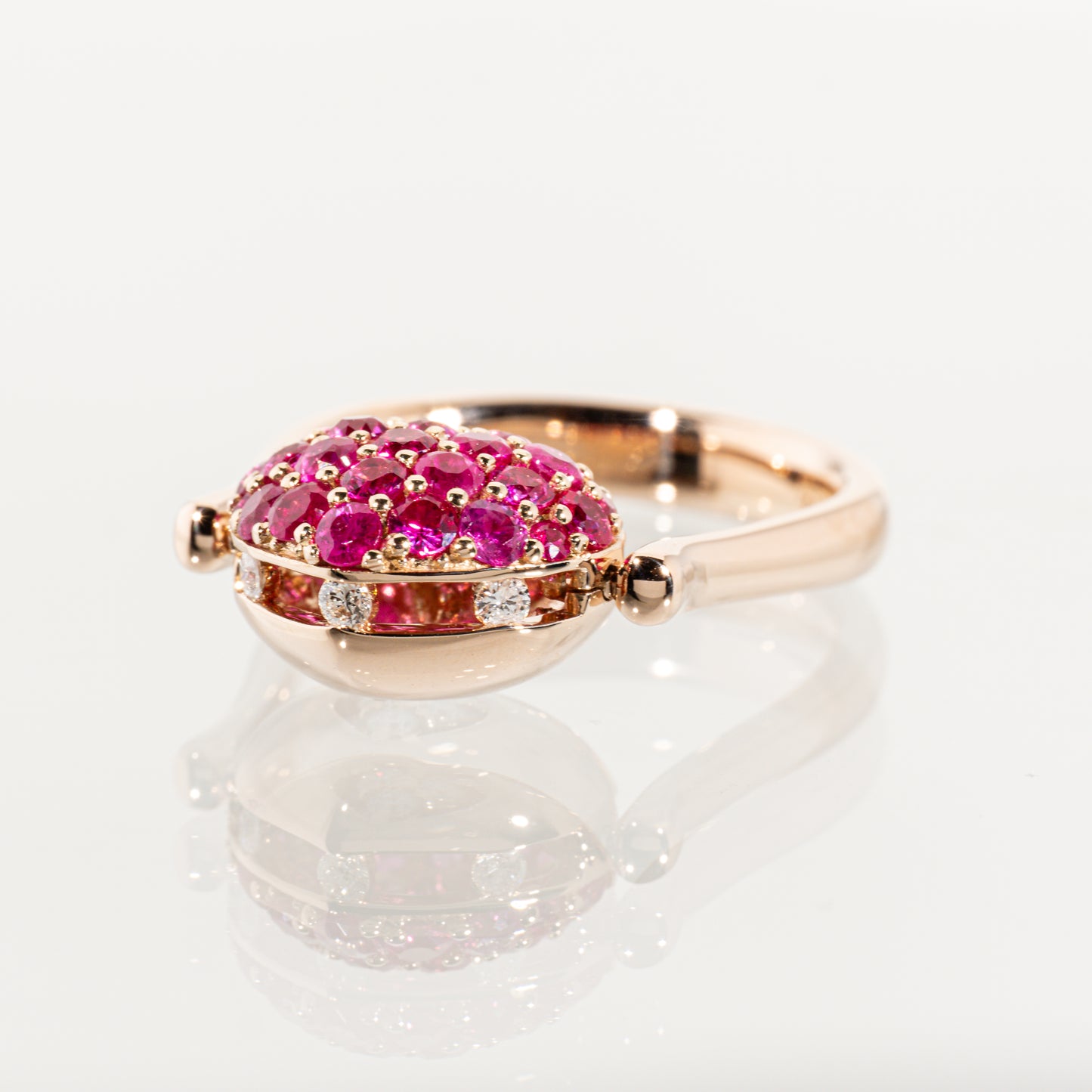 Ponte Vecchio ルビー0.90ct ダイヤモンド0.12ct K18PG フリップリング