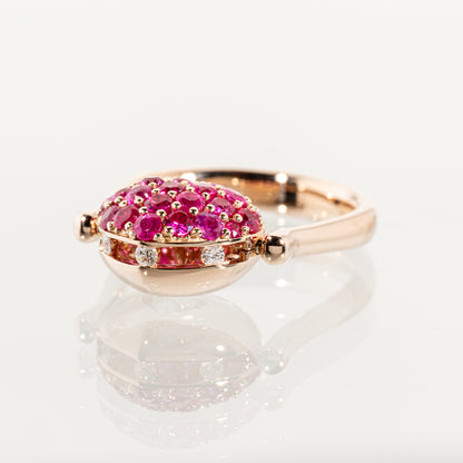 Ponte Vecchio ルビー0.90ct ダイヤモンド0.12ct K18PG フリップリング