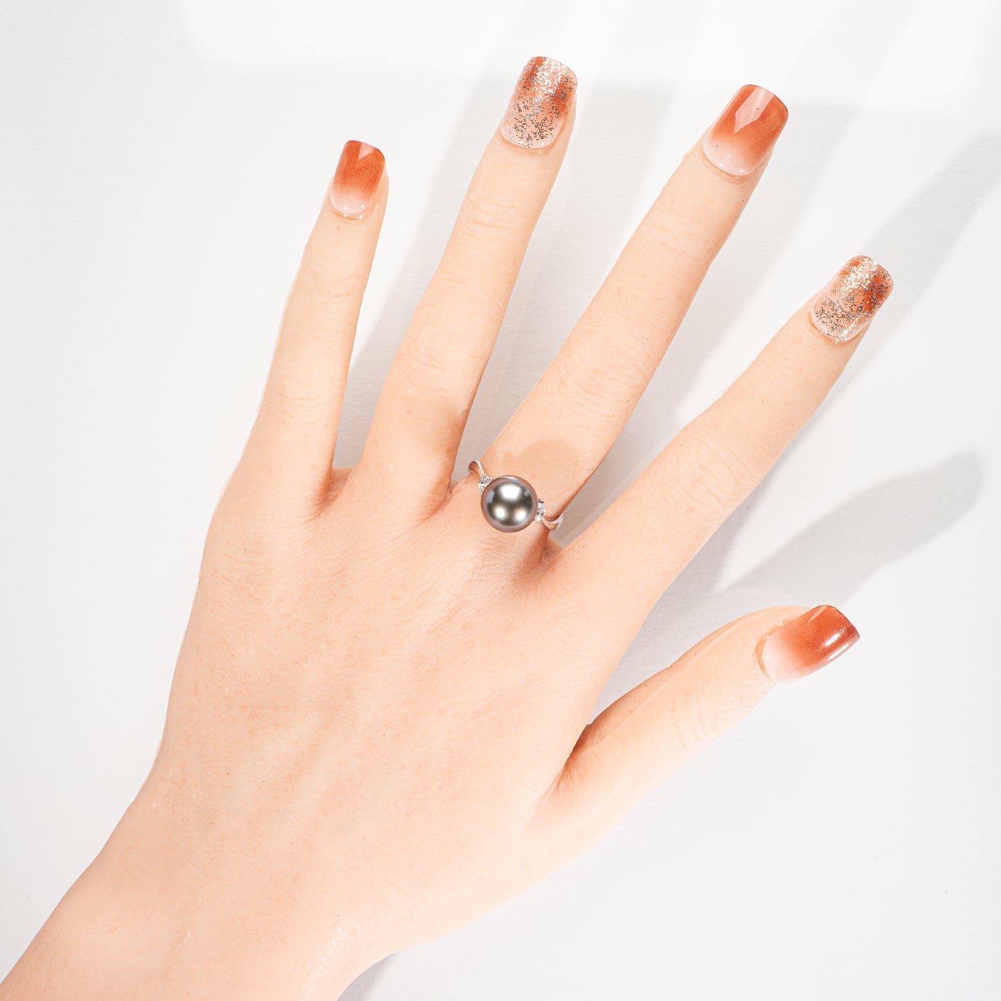 南洋ブラックパール9.9mm ダイヤモンド0.15ct Pt900 リング