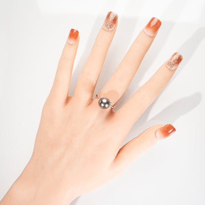 南洋ブラックパール9.9mm ダイヤモンド0.15ct Pt900 リング