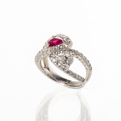 ビルマ産ルビー0.70ct ダイヤモンド1.23ct PT900 リング