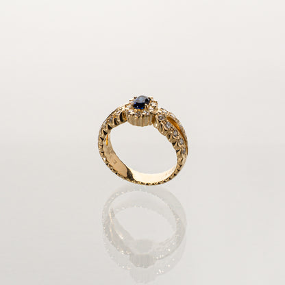 和光 サファイア0.39ct ダイヤモンド0.37ct K18 リング
