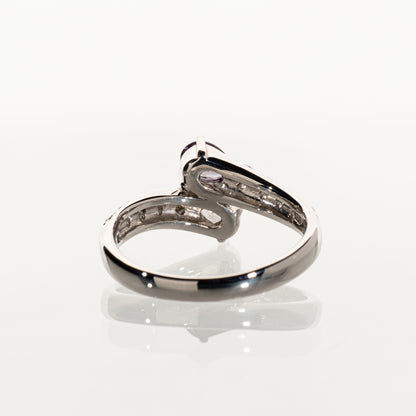 ブラジル産アレキサンドライト0.34ct ペアシェイプダイヤモンド0.25ct メレダイヤモンド0.31ct Pt900 リング