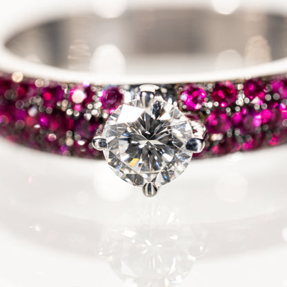 ダイヤモンド0.351ct ルビー1.05ct K18 ソリテールパヴェリング