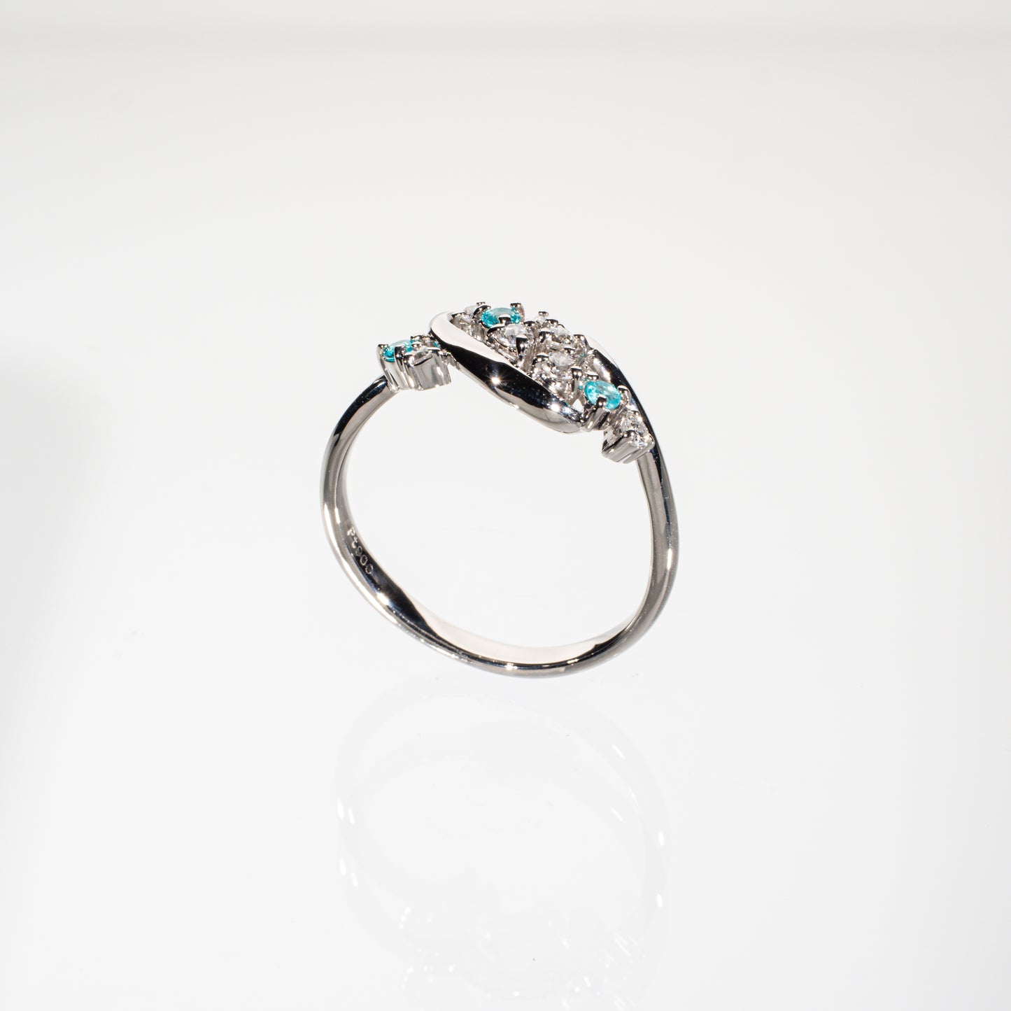 ブラジル産 パライバトルマリン0.08ct ダイヤモンド0.15ct Pt900 リング