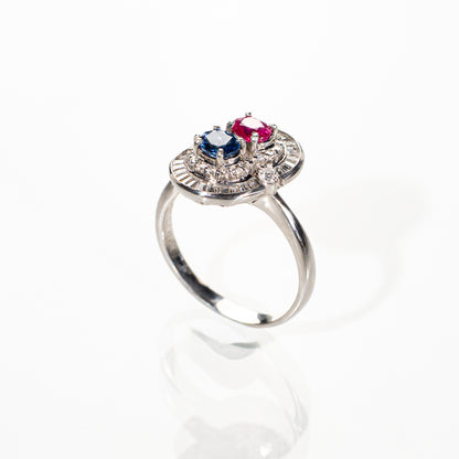 ルビー0.63ct サファイア0.61ct ダイヤモンド0.81ct Pt900 リング