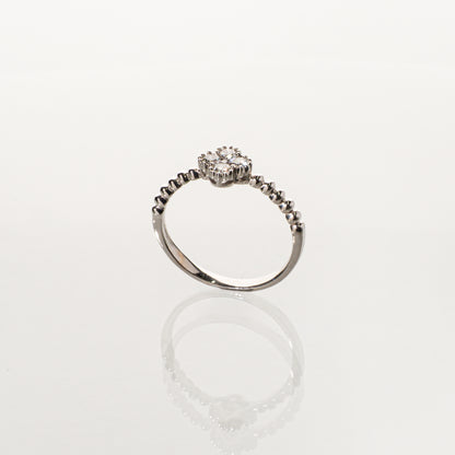ダイヤモンド0.25ct K18WG フラワーリング