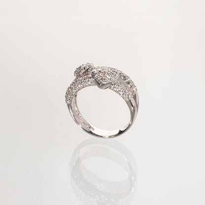 Ponte Vecchio ダイヤモンド0.90ct K18WG パヴェハートリング