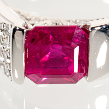 ルビー1.436ct ダイヤモンド0.12ct Pt900 リング