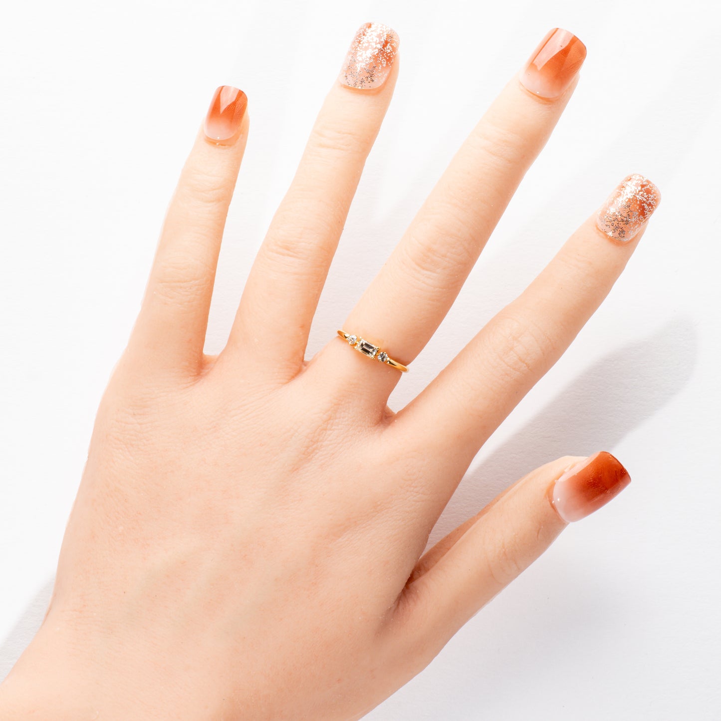 バゲットカットダイヤモンド0.209ct メレダイヤモンド0.07ct K18 リング