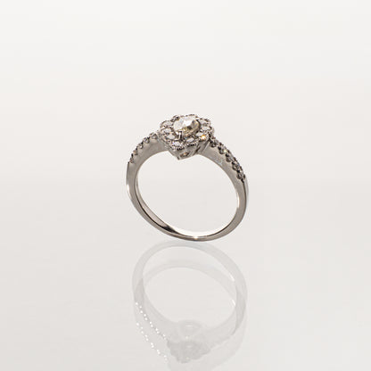 ローズカットダイヤモンド0.24ct メレダイヤモンド0.40ct Pt950 ヘイローリング