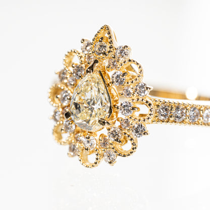 イエローダイヤモンド0.411ct メレダイヤモンド0.34ct K18 リング
