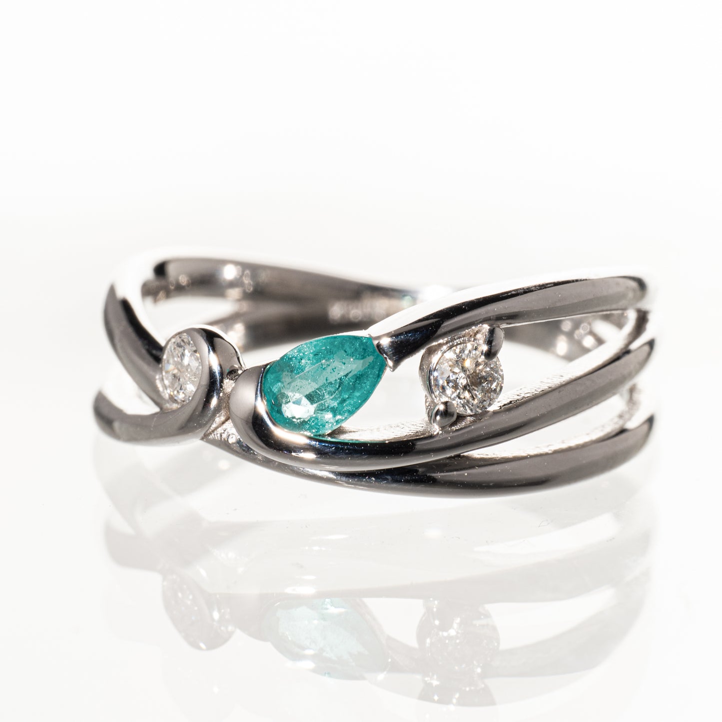 パライバトルマリン0.10ct ダイヤモンド0.15ct K18WG リング