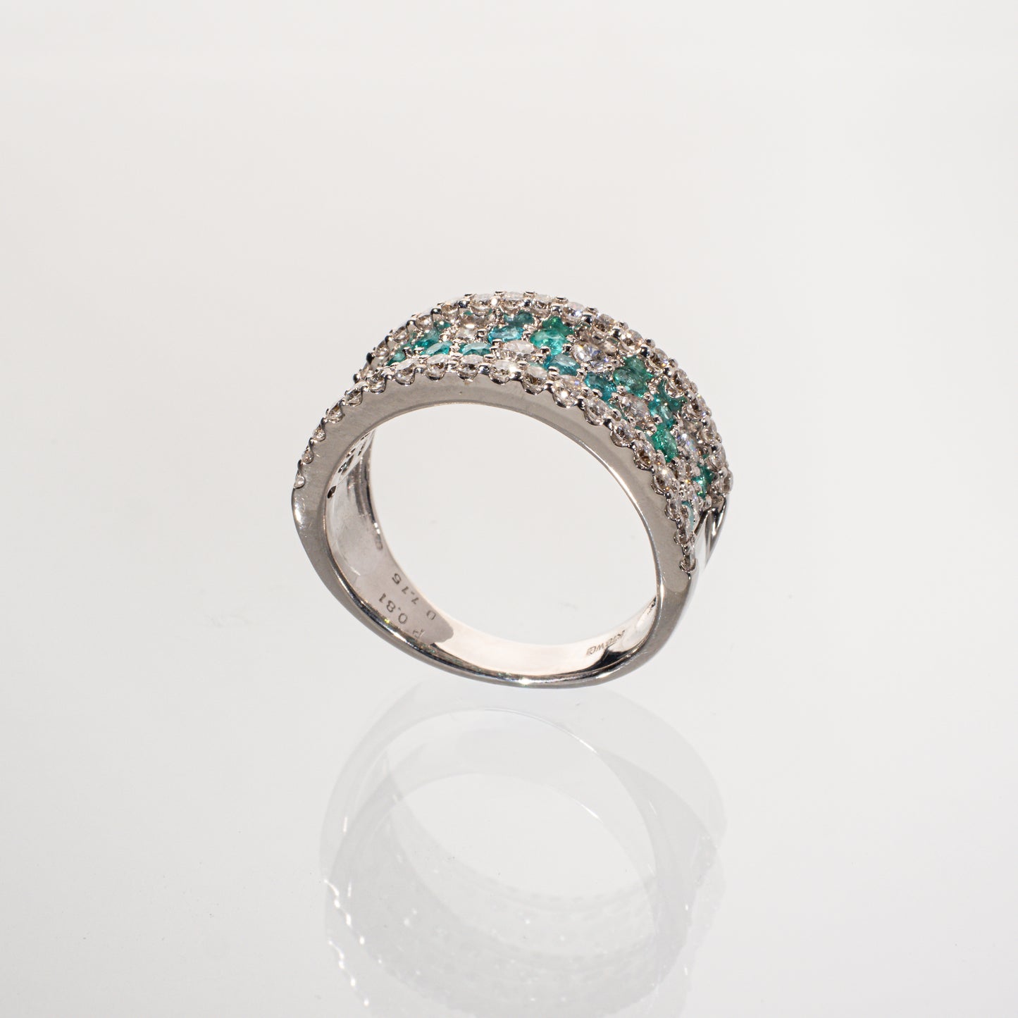 パライバトルマリン0.81ct ダイヤモンド1.15ct K18WG フラワーリング
