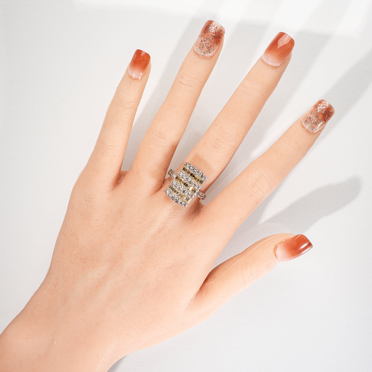 エメラルドカットダイヤモンド2.21ct ラウンドダイヤモンド0.93ct Pt900 リング