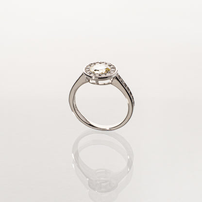ローズカットダイヤモンド0.58ct メレダイヤモンド0.33ct Pt950 ヘイローリング