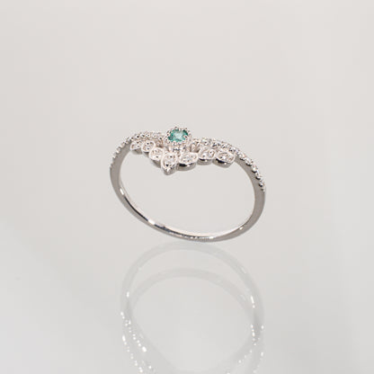 パライバトルマリン0.05ct ダイヤモンド0.10ct Pt900 ティアラリング